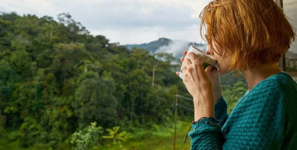 woman drinking coffee