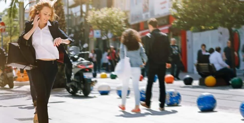 woman rushing