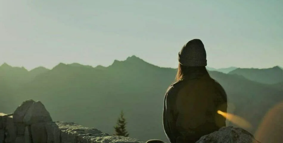 Morning routine activity meditation in the mountains